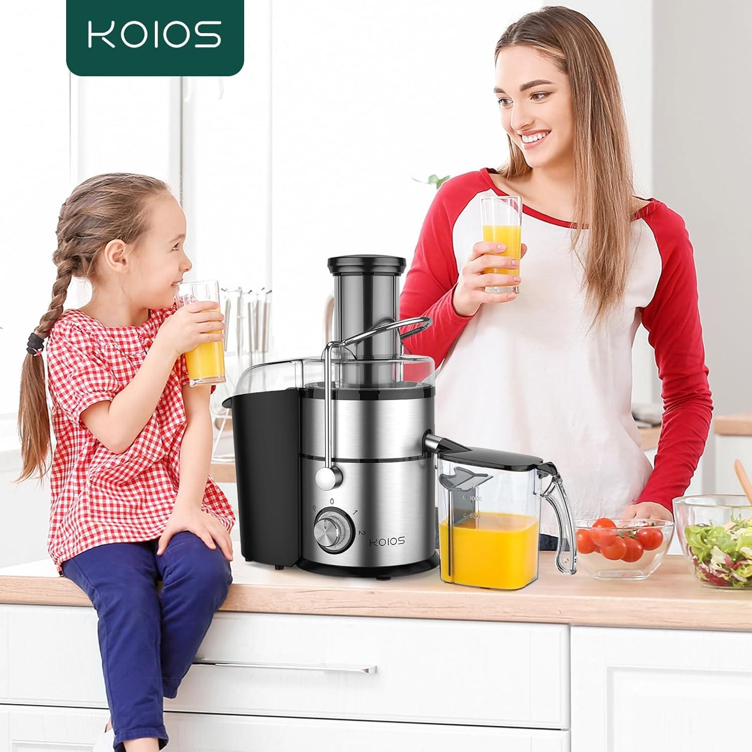 image:imageKOIOS 1300W Centrifugal Juicer Machines High Juice Yield Juice Extractor with 3 inch Wide Feed Chute Full Copper Motor amp TitaniumPlated Filter Easy Clean 3 Speeds BPA Free Stainless SteelSilver