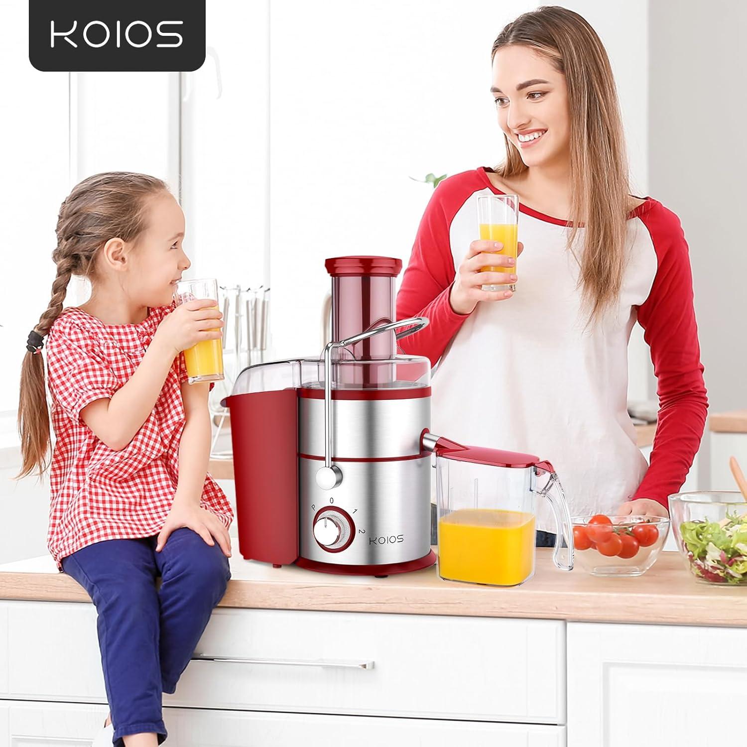 image:imageKOIOS 1300W Centrifugal Juicer Machines High Juice Yield Juice Extractor with 3 inch Wide Feed Chute Full Copper Motor amp TitaniumPlated Filter Easy Clean 3 Speeds BPA Free Stainless SteelRed