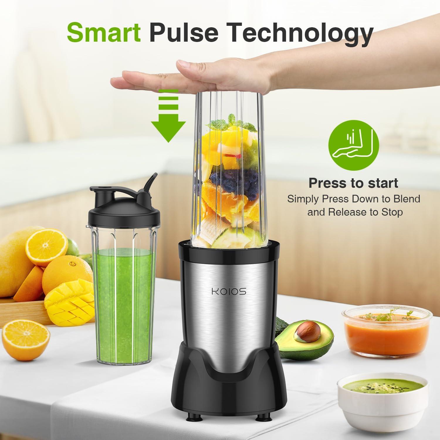 image:imageKOIOS Blender for SmoothiesPersonal Blender for Shakes and Smoothies with 3 22oz ToGo Cups22000 RPM Smoothie MakerDetachable 6leaf Blade Portable Blenders for kitchenBlackBlack