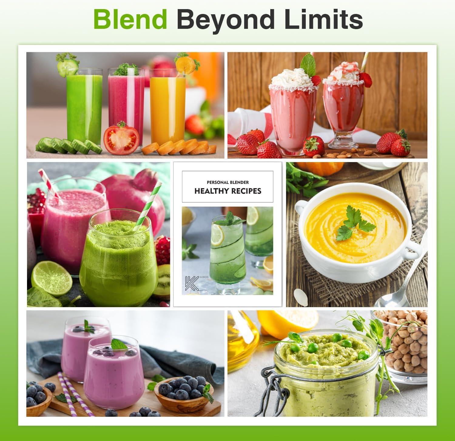 image:imageKOIOS Blender for SmoothiesPersonal Blender for Shakes and Smoothies with 3 22oz ToGo Cups22000 RPM Smoothie MakerDetachable 6leaf Blade Portable Blenders for kitchenBlackBlack