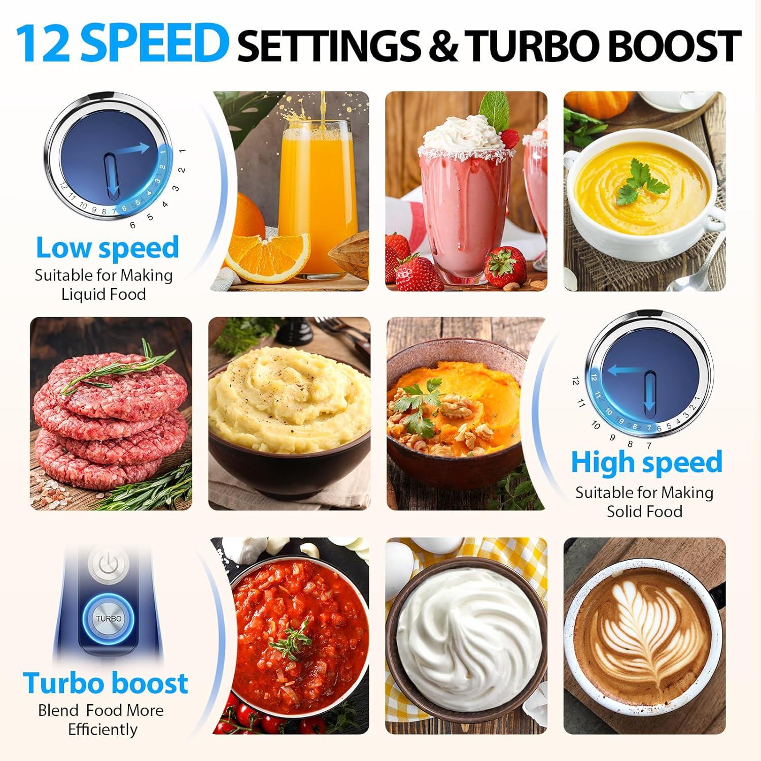 image:imageKOIOS Immersion Blender 1000W Antiscratch 3in1 Hand Blender Upgraded 12 Speed Stainless Steel Blade Stick Blenders with Turbo Mode Whisk and Milk Frother NonBPABlue