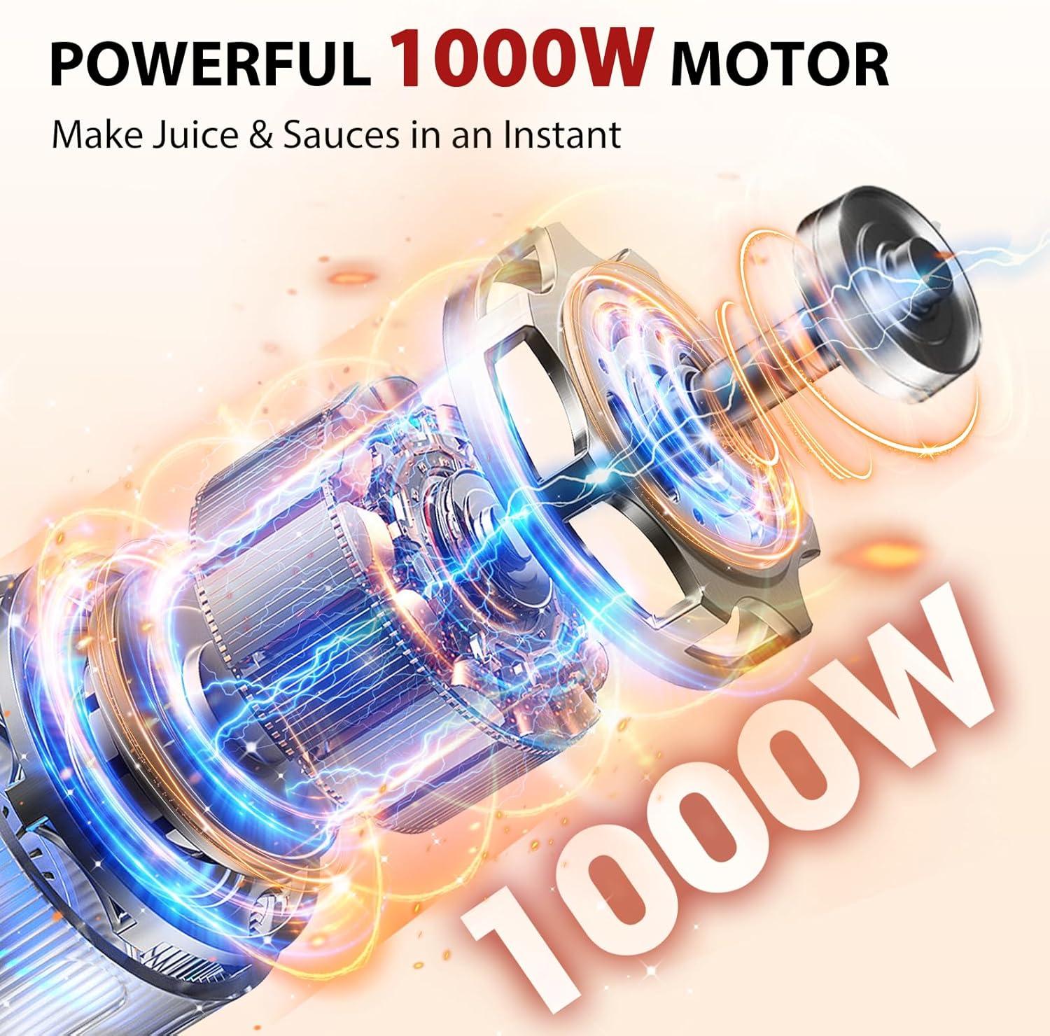 image:imageKOIOS Immersion Blender 1000W Antiscratch 3in1 Hand Blender Upgraded 12 Speed Stainless Steel Blade Stick Blenders with Turbo Mode Whisk and Milk Frother NonBPARed