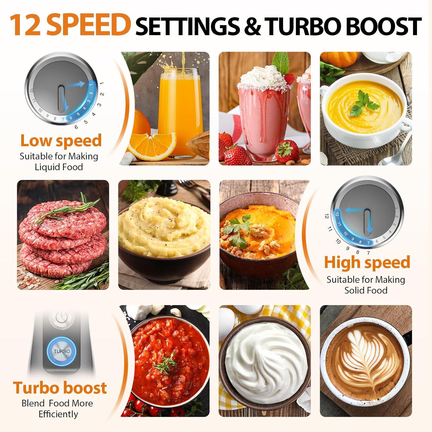 image:imageKOIOS Immersion Blender 1000W Antiscratch 3in1 Hand Blender Upgraded 12 Speed Stainless Steel Blade Stick Blenders with Turbo Mode Whisk and Milk Frother NonBPASilver