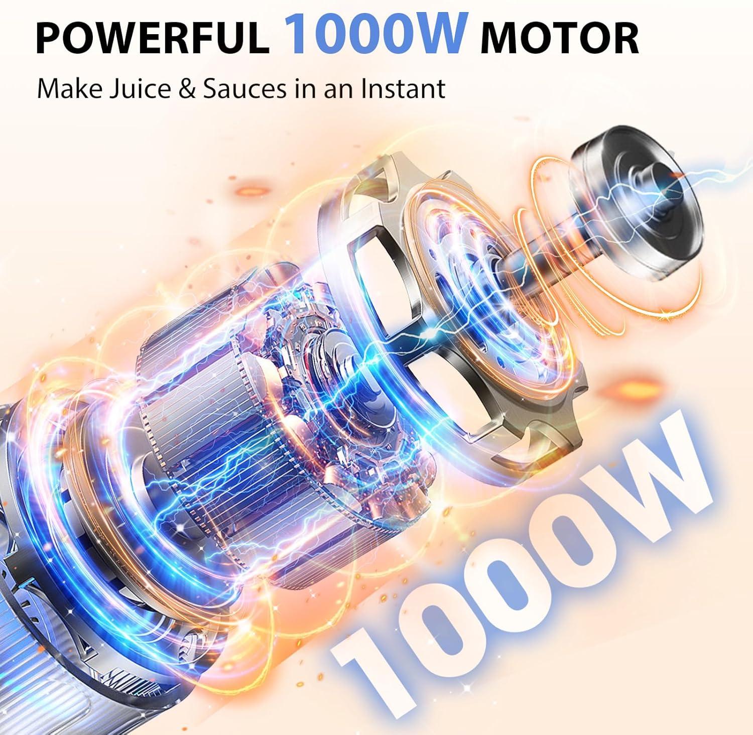 image:imageKOIOS Immersion Blender 1000W Antiscratch 3in1 Hand Blender Upgraded 12 Speed Stainless Steel Blade Stick Blenders with Turbo Mode Whisk and Milk Frother NonBPABlack