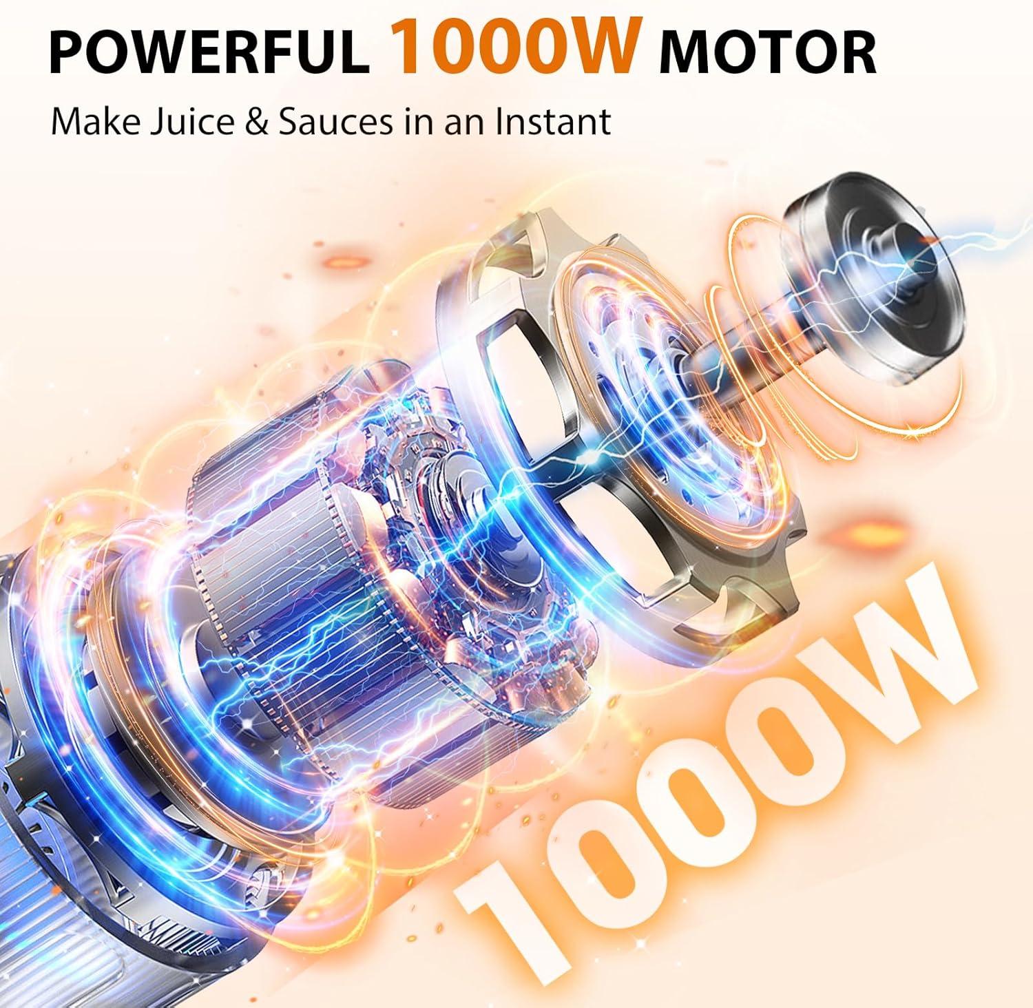 image:imageKOIOS Immersion Blender 1000W Antiscratch 3in1 Hand Blender Upgraded 12 Speed Stainless Steel Blade Stick Blenders with Turbo Mode Whisk and Milk Frother NonBPASilver