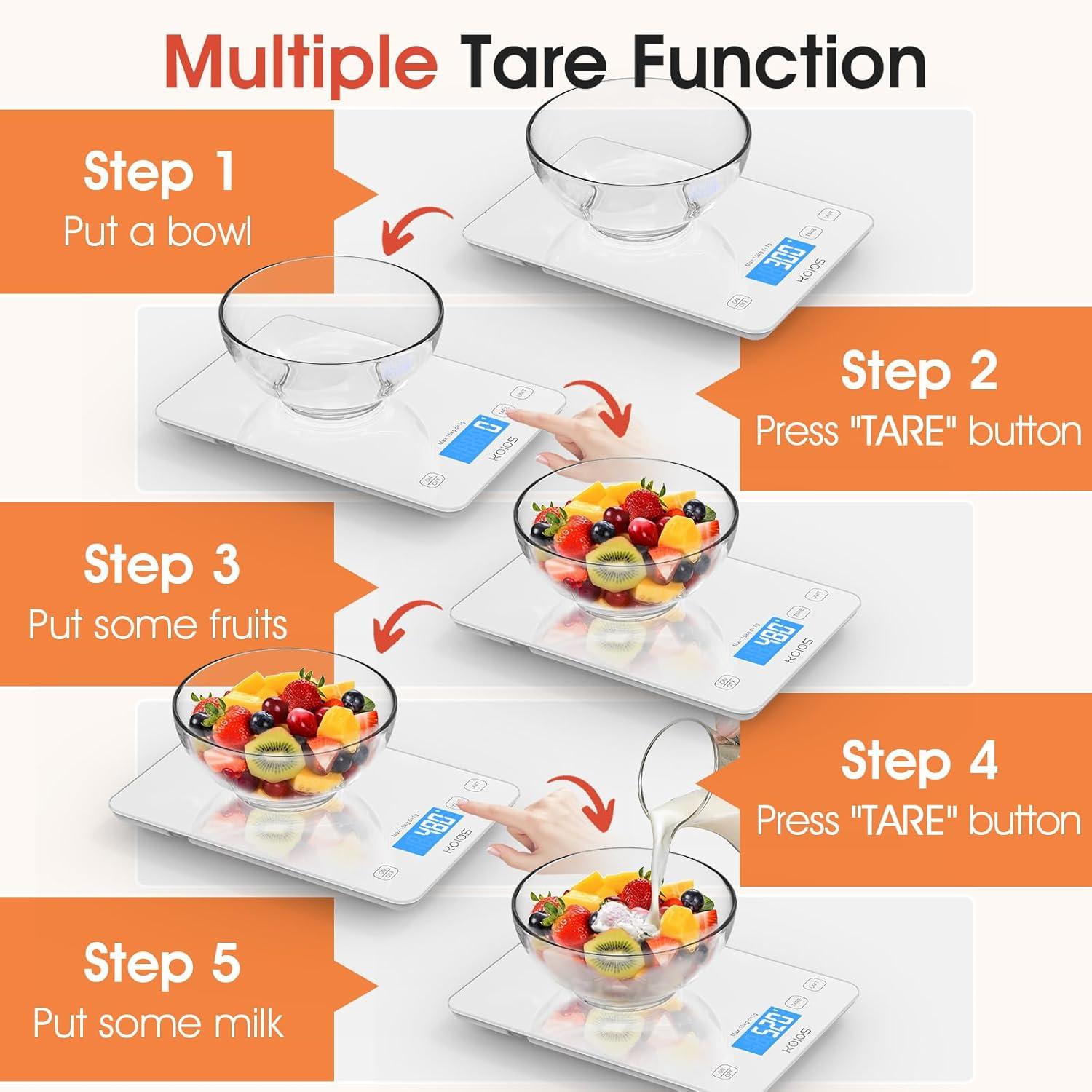 image:imageKOIOS Kitchen Scale 33lb15kg Digital Food Scales Weight in Grams and Ounces for Cooking Baking 1g01oz Precise Graduation Batteries and TypeC Charging Tare Function LCD Display WhiteWhite
