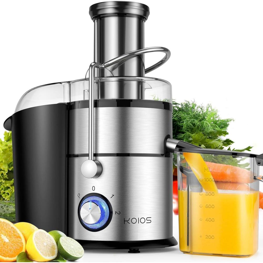 image:imageKOIOS 1300W Centrifugal Juicer Machines High Juice Yield Juice Extractor with 3 inch Wide Feed Chute Full Copper Motor amp TitaniumPlated Filter Easy Clean 3 Speeds BPA Free Stainless SteelSilver