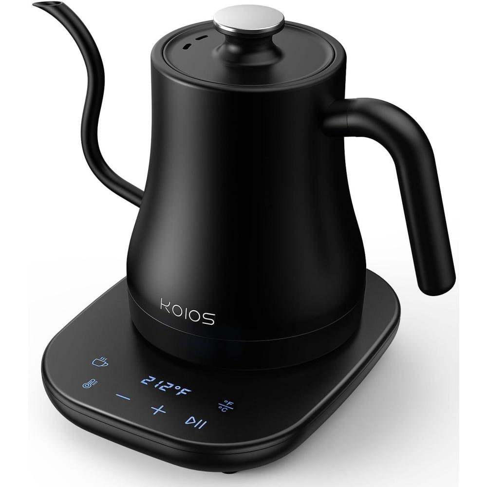 image:imageKOIOS Gooseneck Electric Kettle with 1 Temperature Control amp Mute Mode 08L Pour Over Kettle for Coffee amp Tea 1200W Quick Heating Stainless Steel Water Boiler with 4Hrs Keep Warm Matt BlackMatt Black