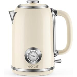image:imageElectric Kettle 18L with Temperature Gauge 1500W Fast Boiling Electric Tea Kettle 100 Stainless Steel RetroStyle Hot Water Kettle Electric  Glowing LED Light Auto ShutOff amp BoilDry ProtectionBeige