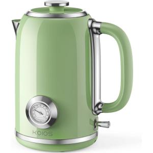 image:imageElectric Kettle 18L with Temperature Gauge 1500W Fast Boiling Electric Tea Kettle 100 Stainless Steel RetroStyle Hot Water Kettle Electric  Glowing LED Light Auto ShutOff amp BoilDry ProtectionGreen