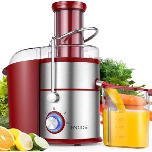 image:imageKOIOS 1300W Centrifugal Juicer Machines High Juice Yield Juice Extractor with 3 inch Wide Feed Chute Full Copper Motor amp TitaniumPlated Filter Easy Clean 3 Speeds BPA Free Stainless SteelRed