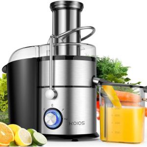 image:imageKOIOS 1300W Centrifugal Juicer Machines High Juice Yield Juice Extractor with 3 inch Wide Feed Chute Full Copper Motor amp TitaniumPlated Filter Easy Clean 3 Speeds BPA Free Stainless SteelSilver