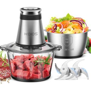image:imageKOIOS Food Processor 500W Electric Food Chopper with 2 Bowls 8 Cup8 Cup amp 2 BiLevel Bladesamp Small Electric Grinder Meat Processor for Nuts Meat Onion Garlic Baby Food BlueBlack