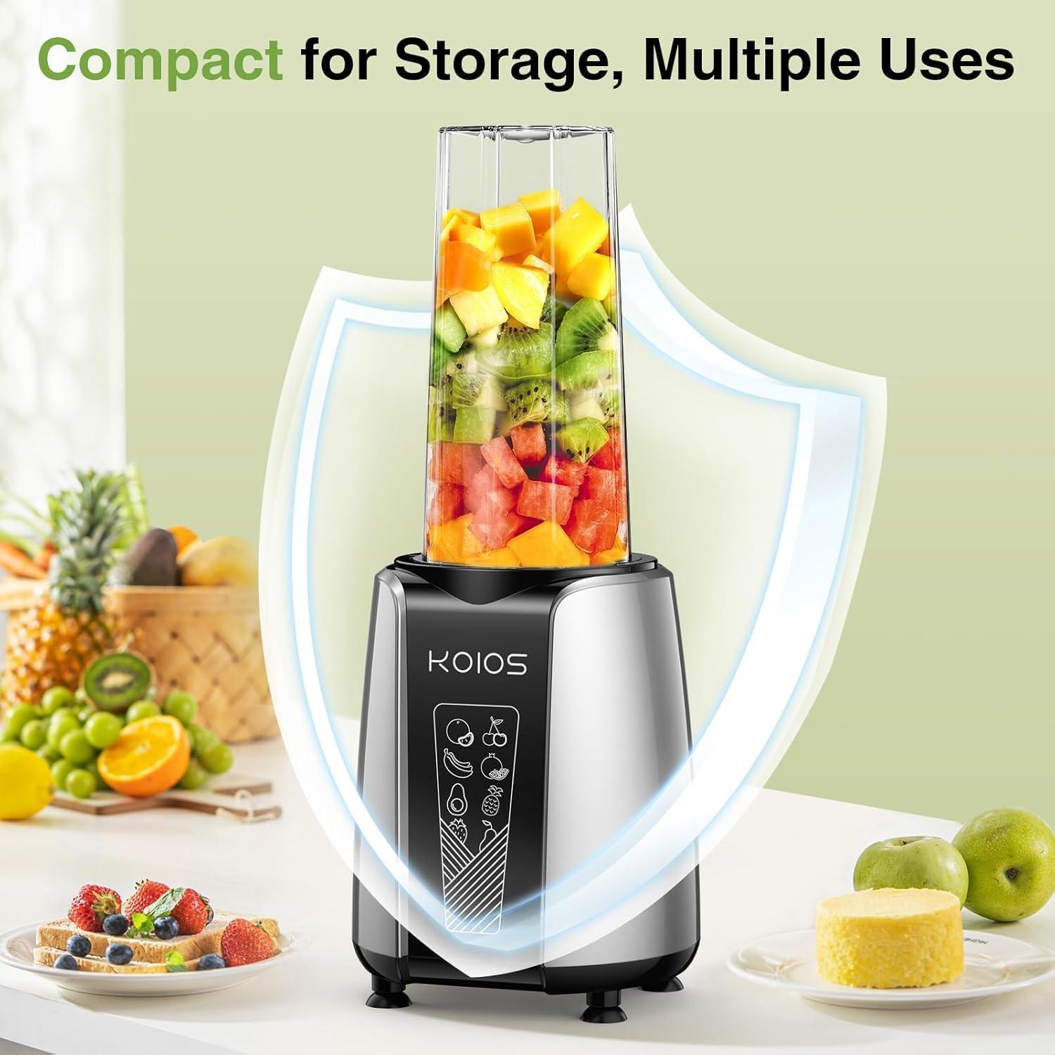 image:imageKOIOS Smoothie Blender Max 1000w Personal Blender for Shakes and Smoothies 12Pcs Coffee Grinder and Countertop Blenders Combo for Kitchen Portable Smoothie Blenders with 2x22 oz ToGo Cups NonBPA