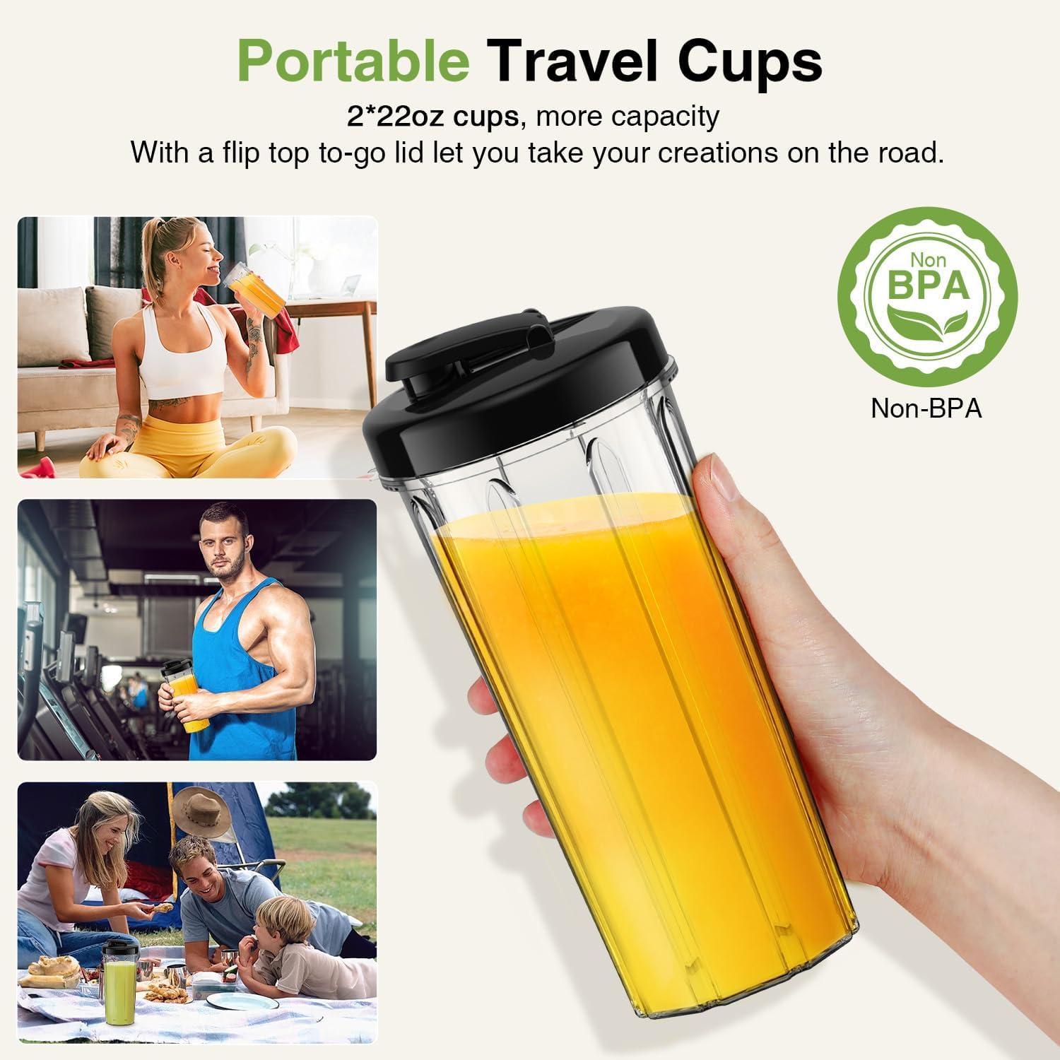 image:imageKOIOS Smoothie Blender Max 1000w Personal Blender for Shakes and Smoothies 12Pcs Coffee Grinder and Countertop Blenders Combo for Kitchen Portable Smoothie Blenders with 2x22 oz ToGo Cups NonBPA