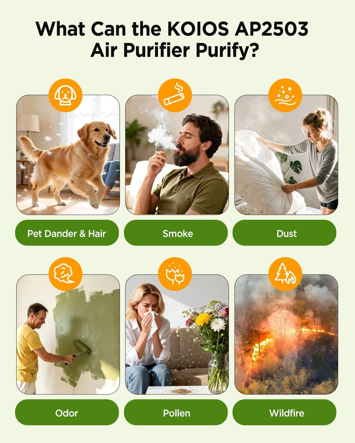image:image1Pack AP2503 Replacement Filter for KOIOS AP2503 Air Purifier 3in1 H13 True HEPA and Activated Carbon Replacement Filter for Home Large Room Pet Hair Smoke Dust Pollen AP2503 White