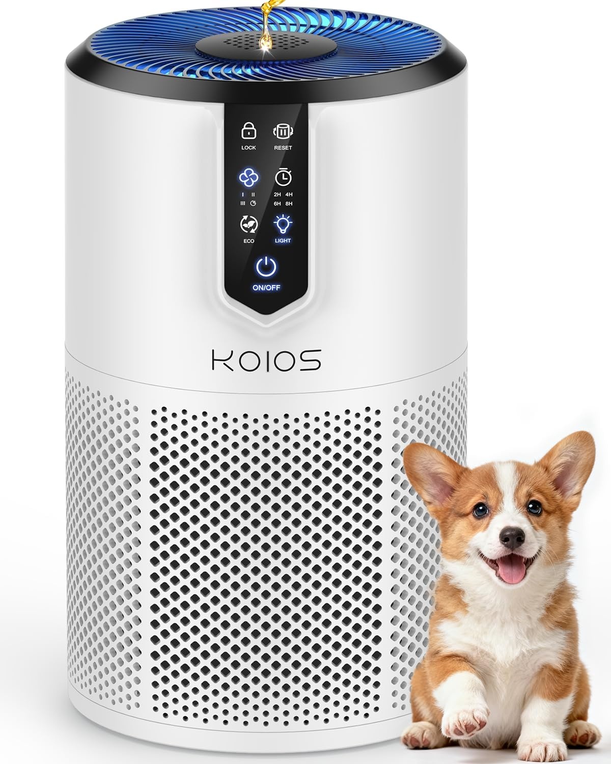 image:imageAir Purifiers for Bedroom KOIOS H13 HEPA Air Purifiers for Home Pets 15dB Quiet Air Cleaner for Office Pets Dander Odors Smoke With Eco Mode Fragrance Sponge Night Light C150White