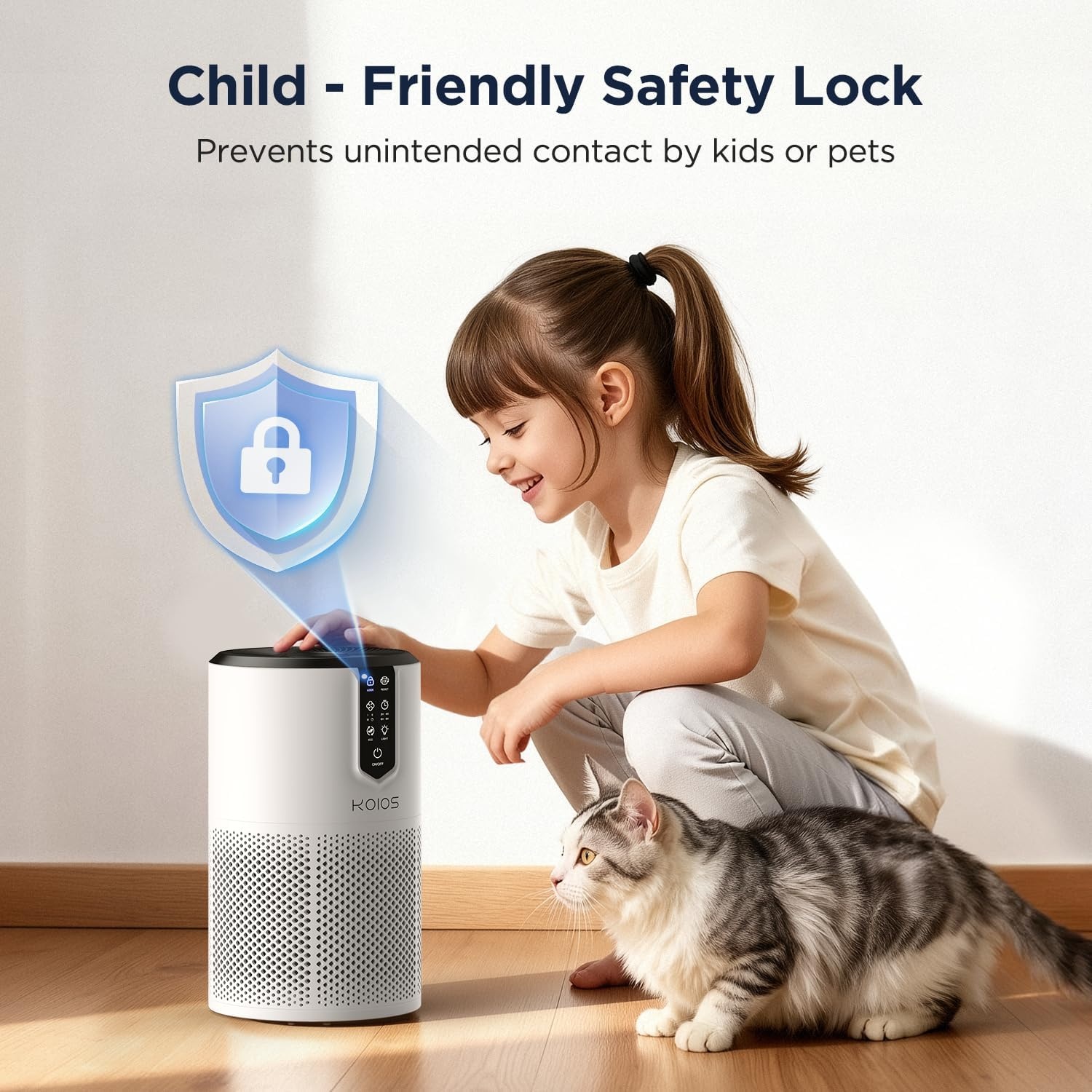 image:imageAir Purifiers for Bedroom KOIOS H13 HEPA Air Purifiers for Home Pets 15dB Quiet Air Cleaner for Office Pets Dander Odors Smoke With Eco Mode Fragrance Sponge Night Light C150White