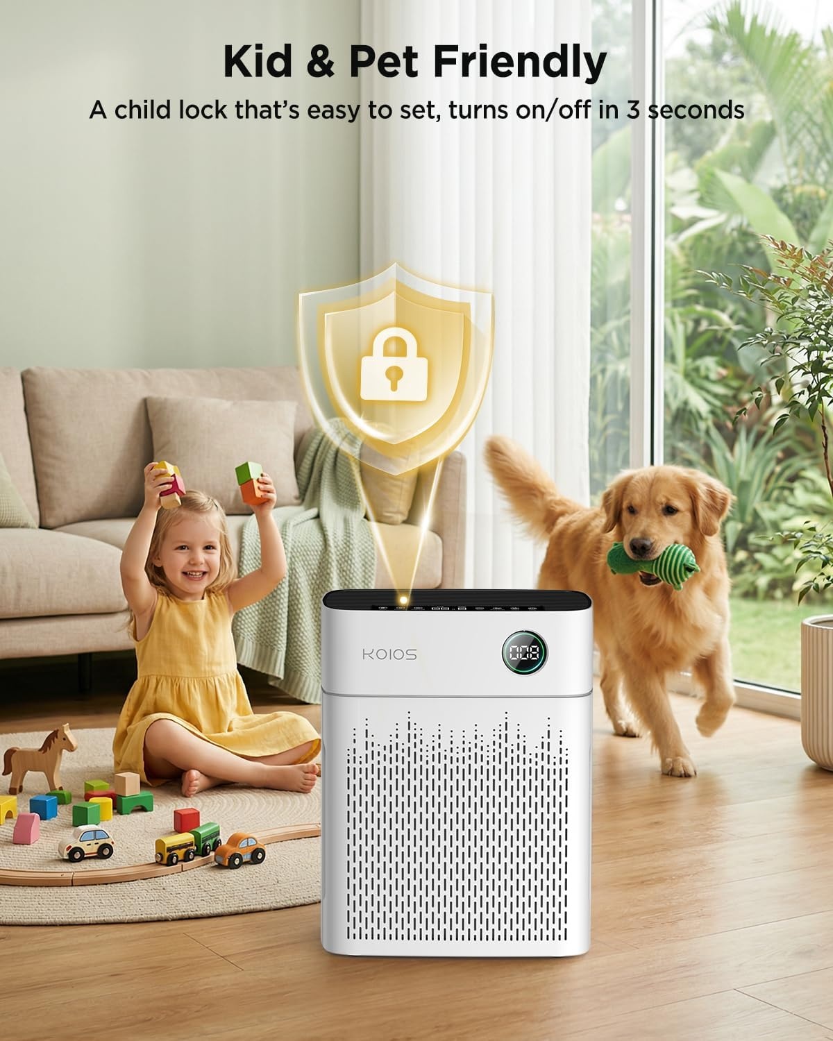 image:imageKOIOS Air Purifiers for Home Bedroom Large Room Up to 2500 sq ft H13 HEPA Air Purifier with Washable Filter PM25 AQI 20dB Sleep Mode for Pet Dander Dust Pollen Smoke Odors AP2503 White