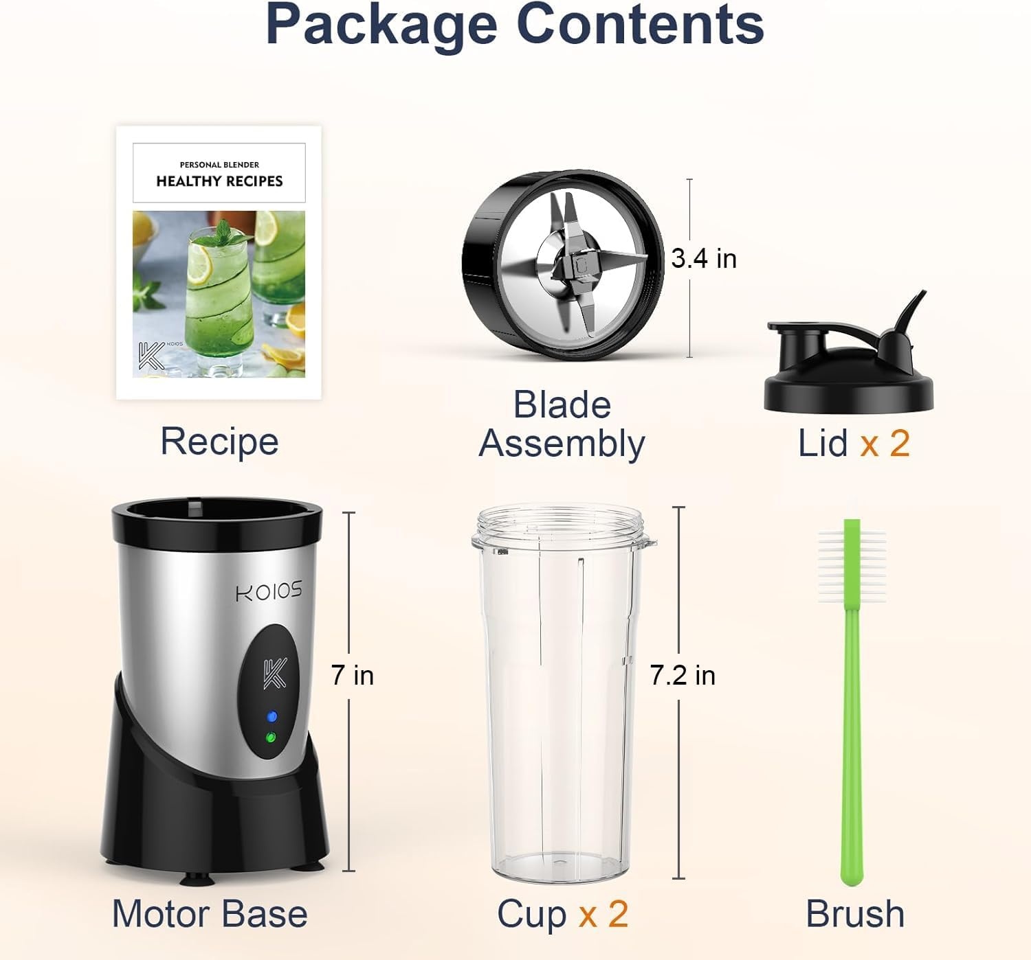 image:imageKOIOS Smoothie Blender 900W Personal Blender for Shakes and Smoothies for Kitchen with 2 Portable Cups 22oz Single Serve Smoothies Maker Mixer for Juices Nutritious Recipe Sky BlueSilver
