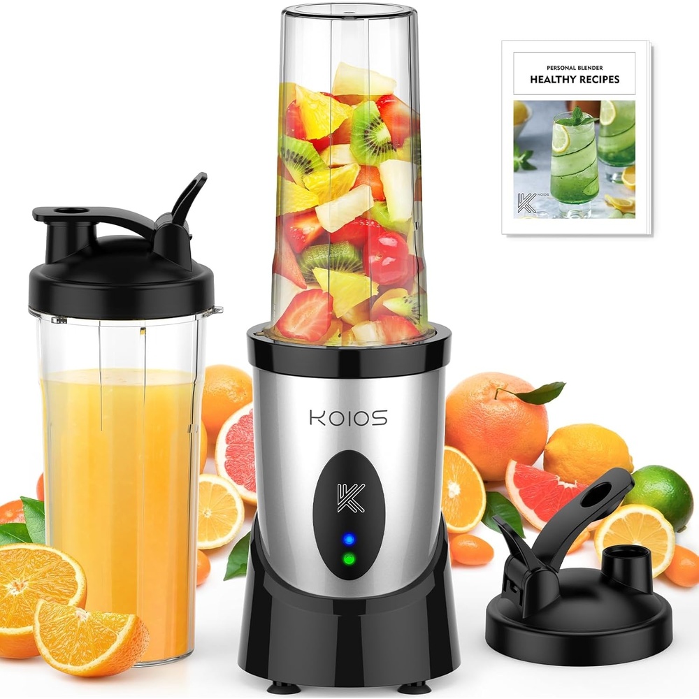image:imageKOIOS Smoothie Blender 900W Personal Blender for Shakes and Smoothies for Kitchen with 2 Portable Cups 22oz Single Serve Smoothies Maker Mixer for Juices Nutritious Recipe Sky BlueSilver